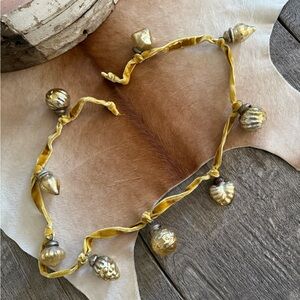Mercury Glass Ornament Yellow Gold Velvet Garland